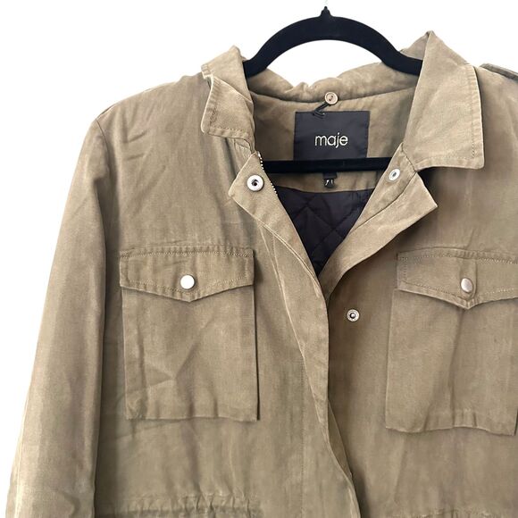 MAJE‎ Utility Light Jacket Army Green Sz 2 (US Medium) - Picture 5 of 6